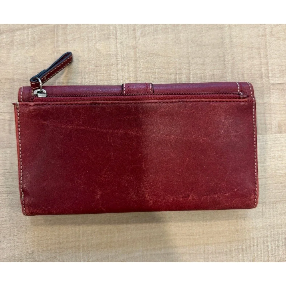Coach Soho Legacy Burgundy Leather Checkbook Wallet Turnlock Organizer